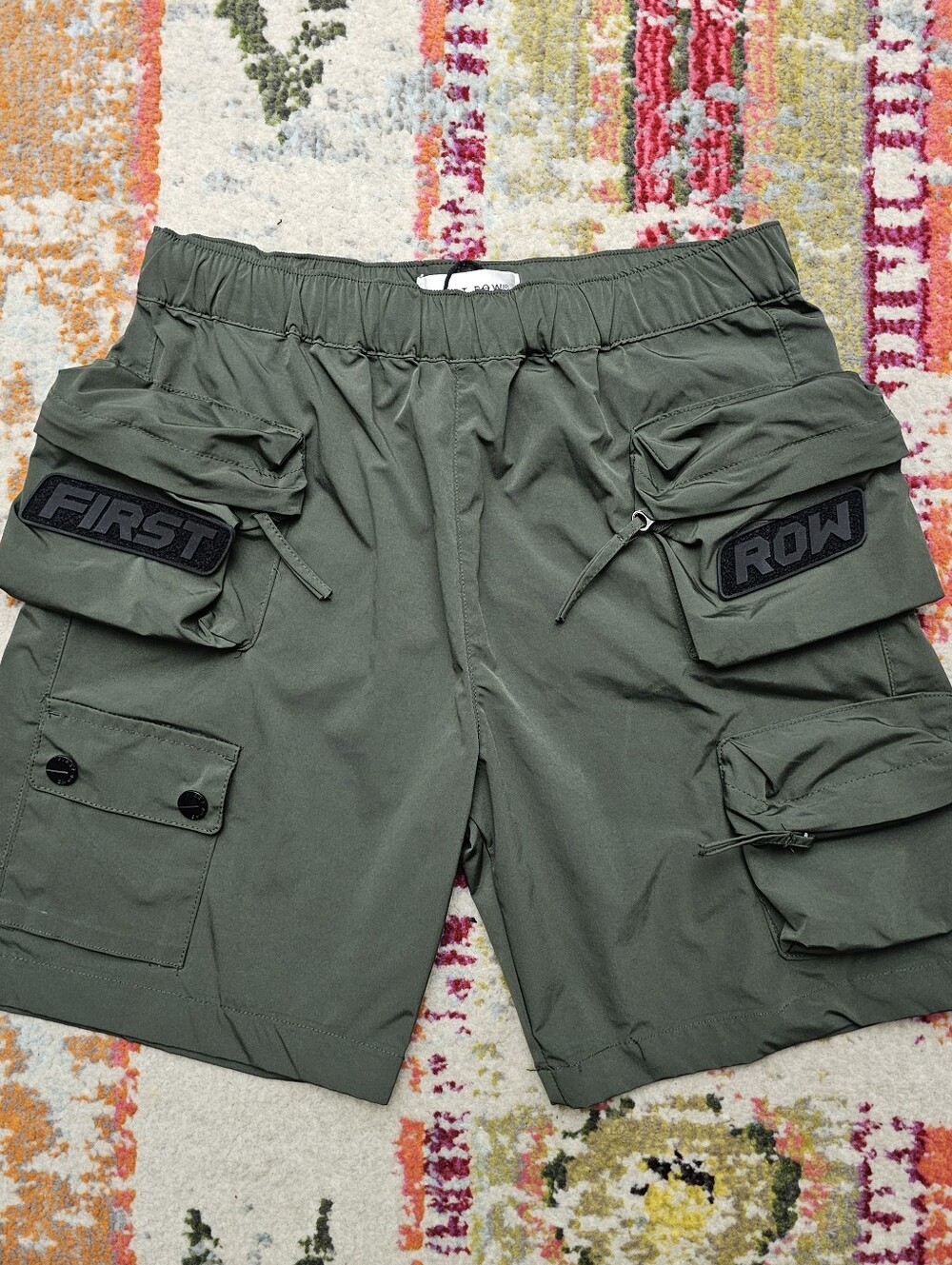 First Row Mens Size Large Polyester Shorts Army Green 7" Inseam